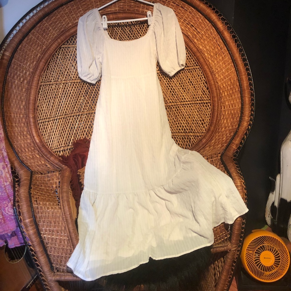 White peasant style maxi dress